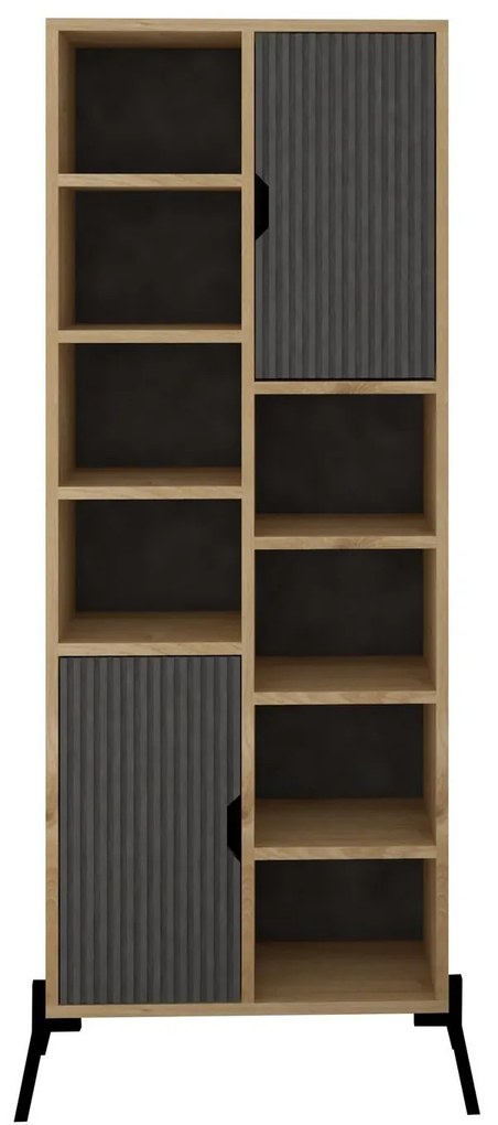 Set mobilier living Tretsilla (Stejar zafir + antracit + negru). 1107150