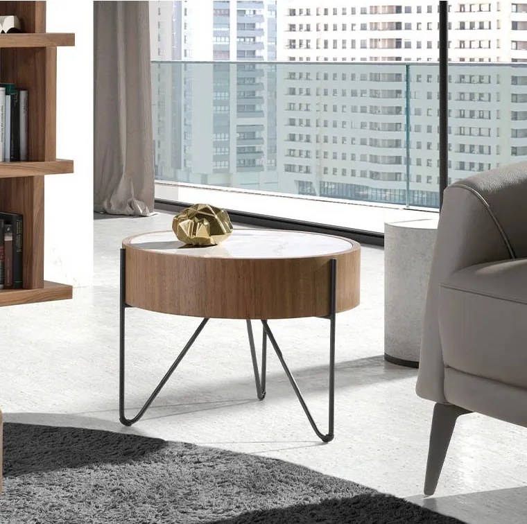 Masuta auxiliara deosebita design LUX Walnut-Marble