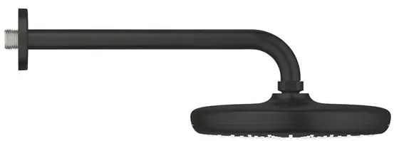 Palarie de dus rotunda negru mat Grohe Tempesta 210 mm cu brat