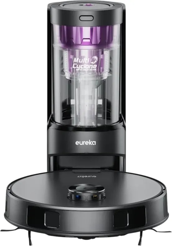 Aspirator robot Eureka E20 Plus, 8000 Pa, 2 l, 300 m², Pana la 180 min, Navigare 3D DuoDetect AI, Filtrare în 5 etape, Negru