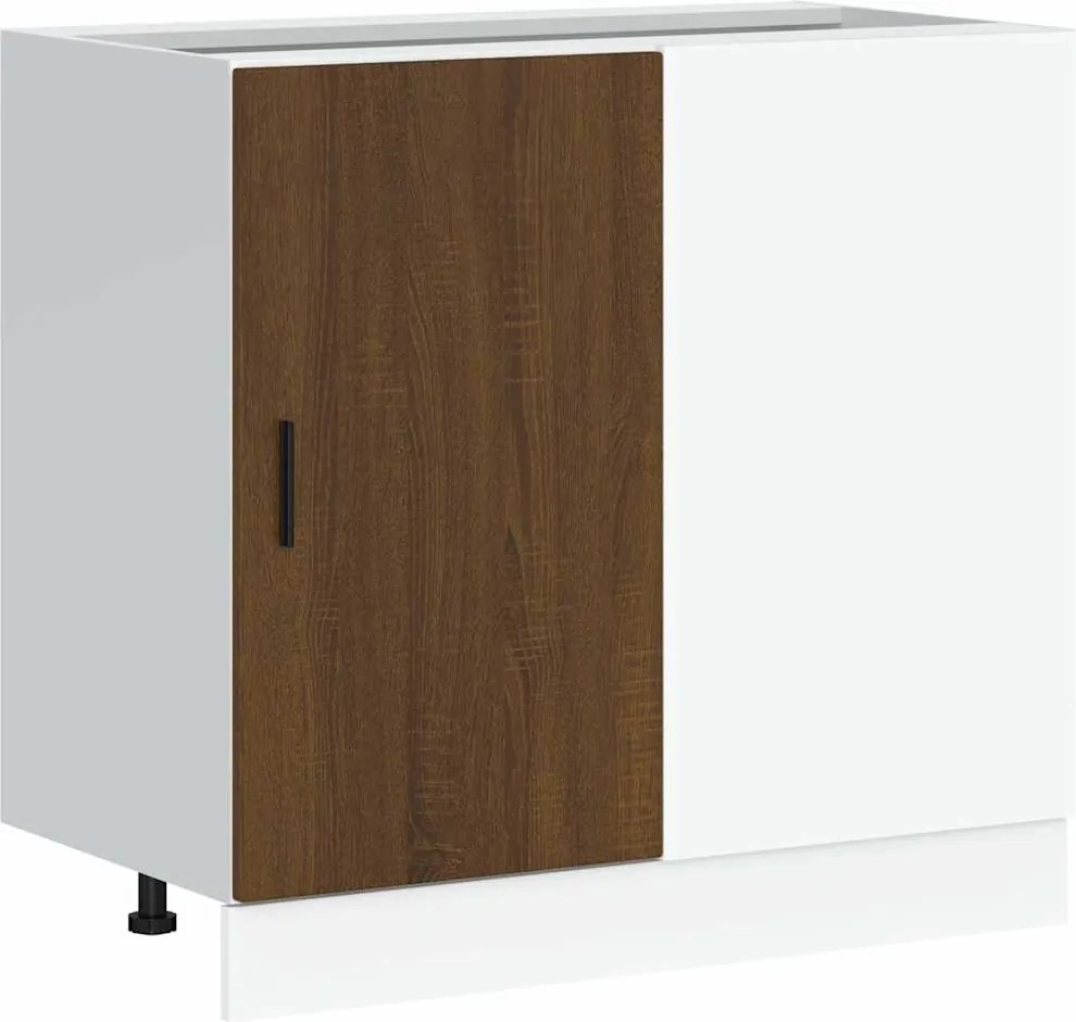 vidaXL Dulap de bază pentru chiuvetă “Lyon” din lemn de stejar maro