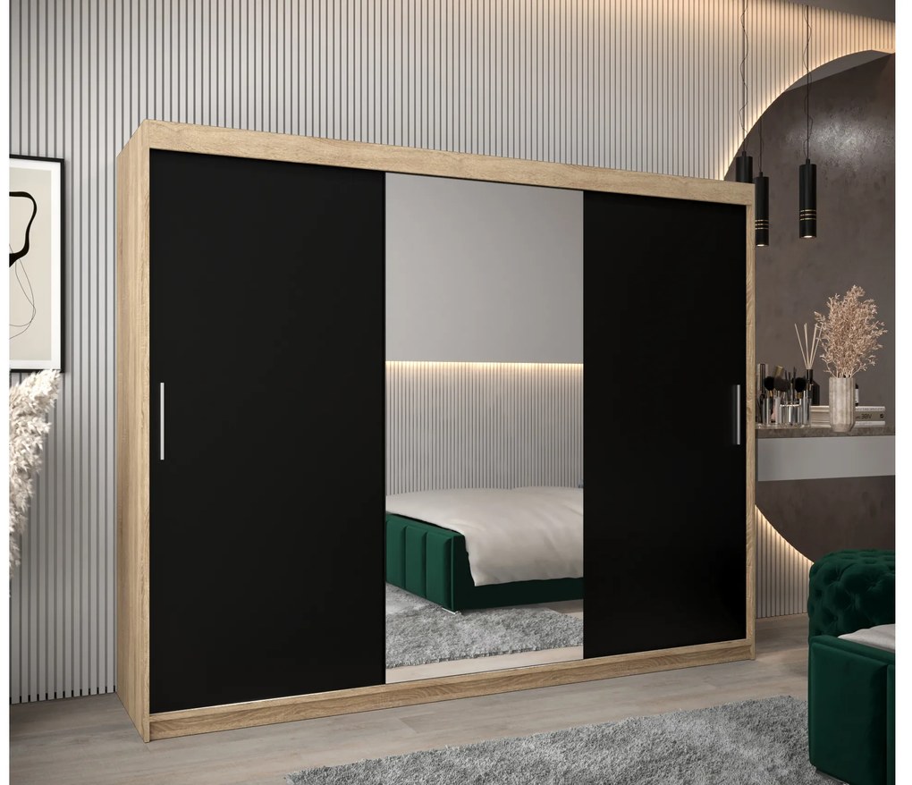 Dulap de haine 250 cm Toki 1 (stejar sonoma + negru mat). 1064955