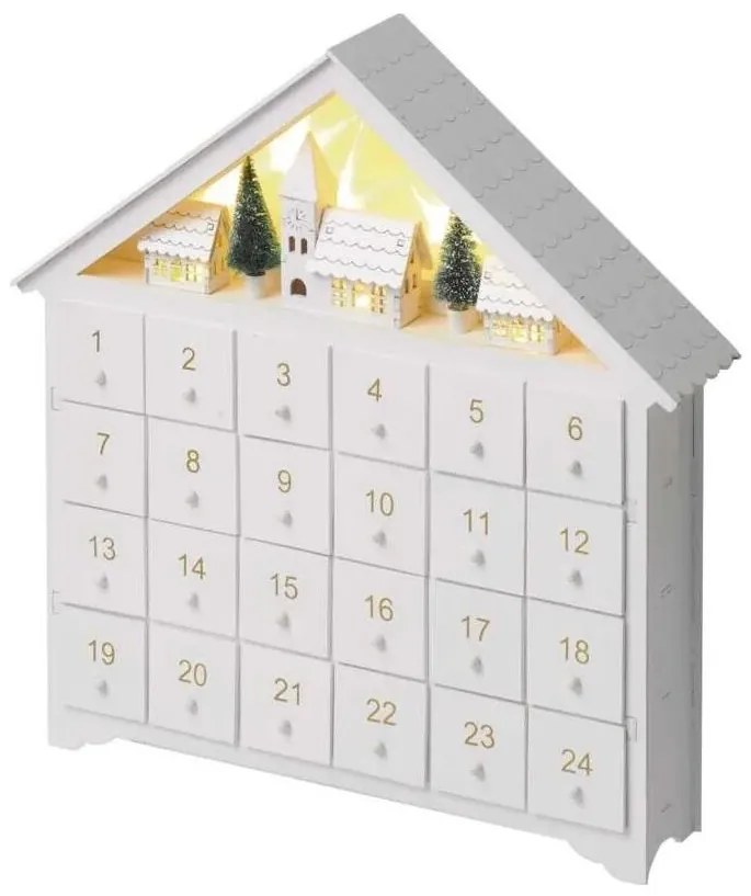 Calendar LED de Advent 8xLED/2xAA alb