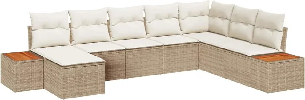 vidaXL Set de canapele pentru grădină 9 pcs Bej și crem Poliratan