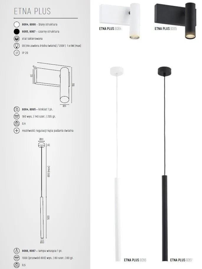 Pendul design minimalist Etna plus alb 8cm
