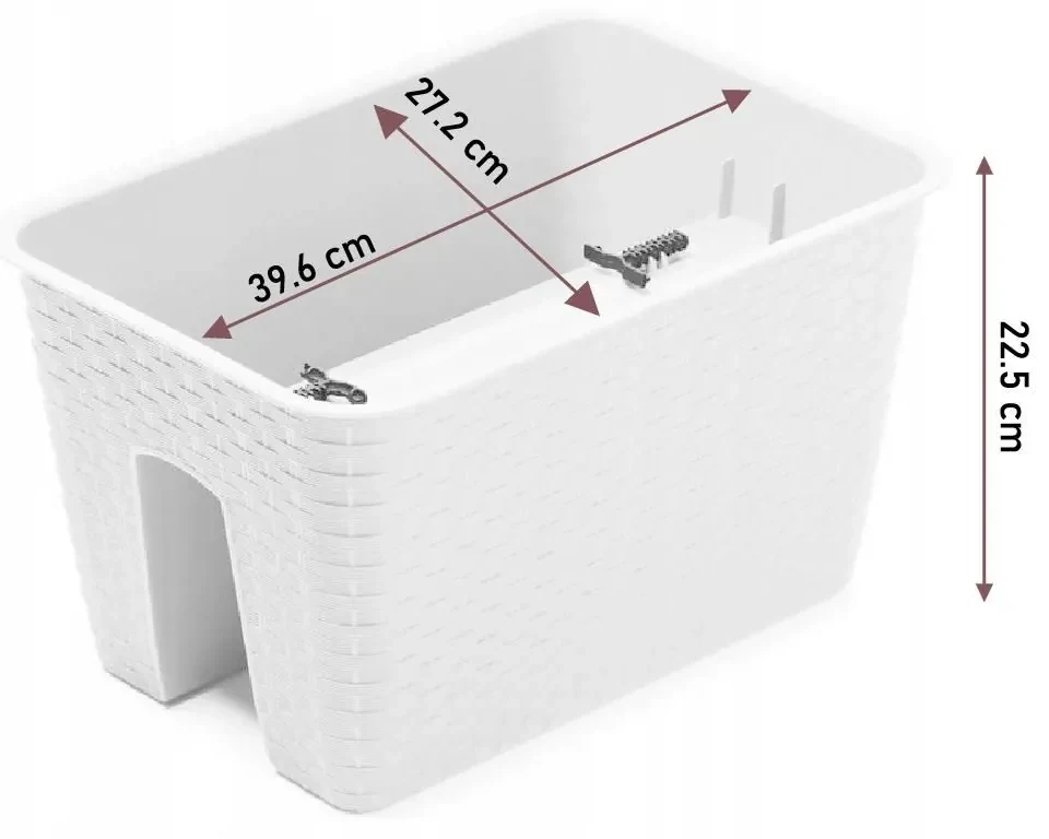 Ghiveci decorativ de flori, dreptunghiular, pentru balustrade, maro, 39.6x27.2x22.5 cm, Ratolla Rail
