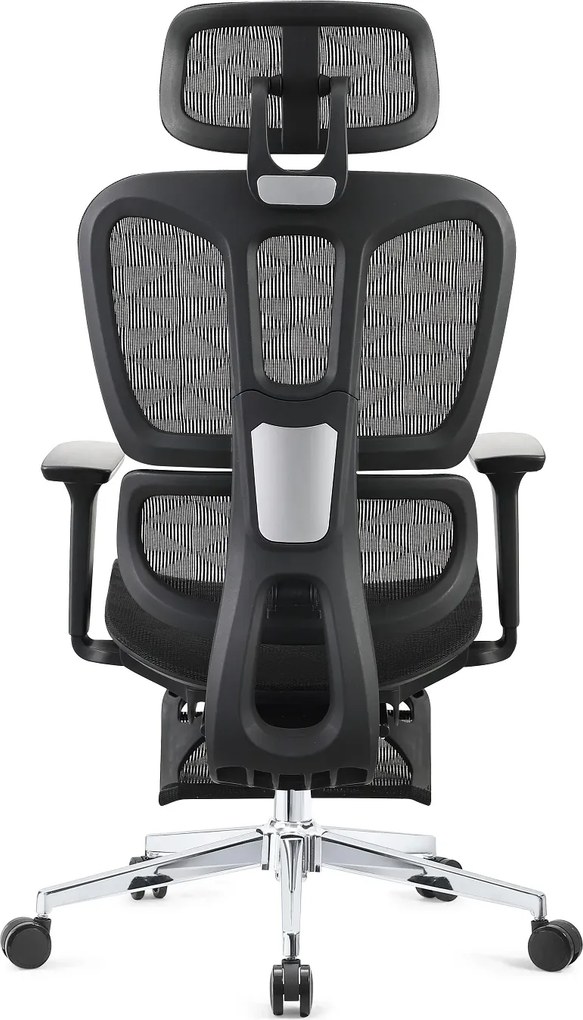 ERGOTHRONE Scaun ergonomic, Sezut Translatie, Cotiere 3D, suport picioare, Full Mesh, Negru