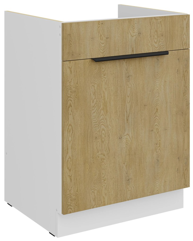 Dulap inferior de bucătărie pod drez Carminia 60 ZL 1S BB PREMIUM BOX (stejar cremona + alb). 1128043