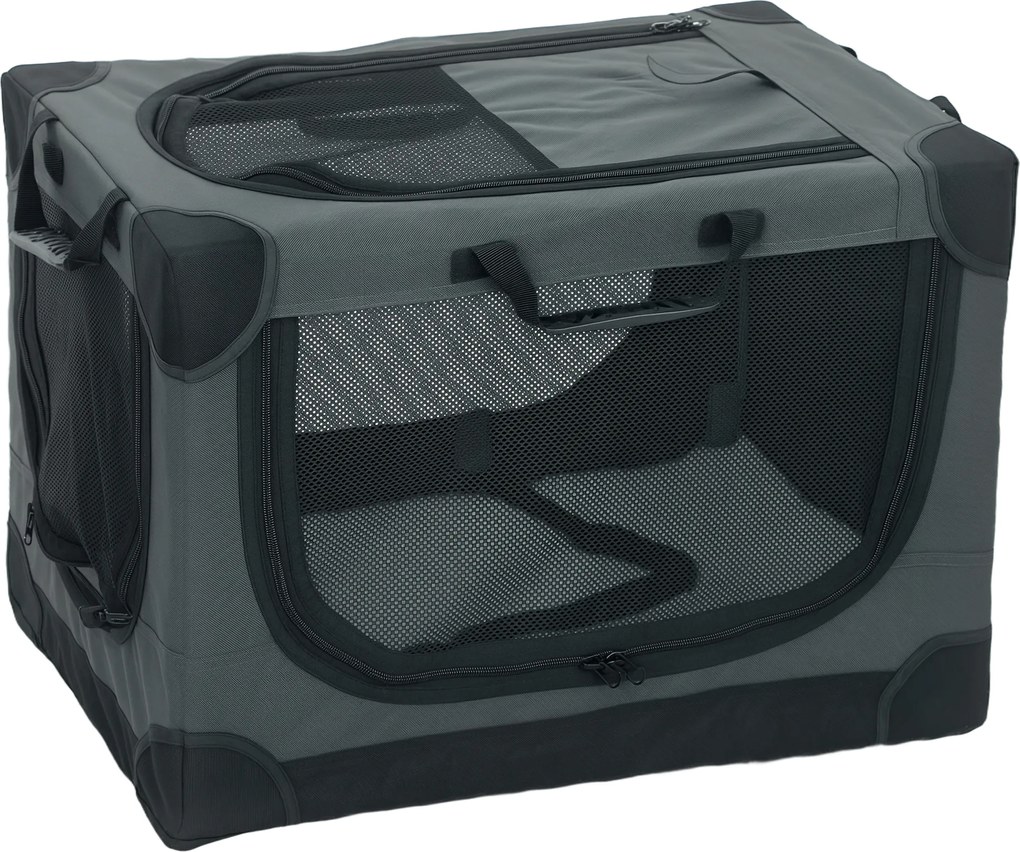 PawHut Cutie pliabilă pentru câini, cutie de transport cu pernă, husă detașabilă lavabilă din țesătură Oxford pentru câini până la 22kg Verde armată | Aosom Romania