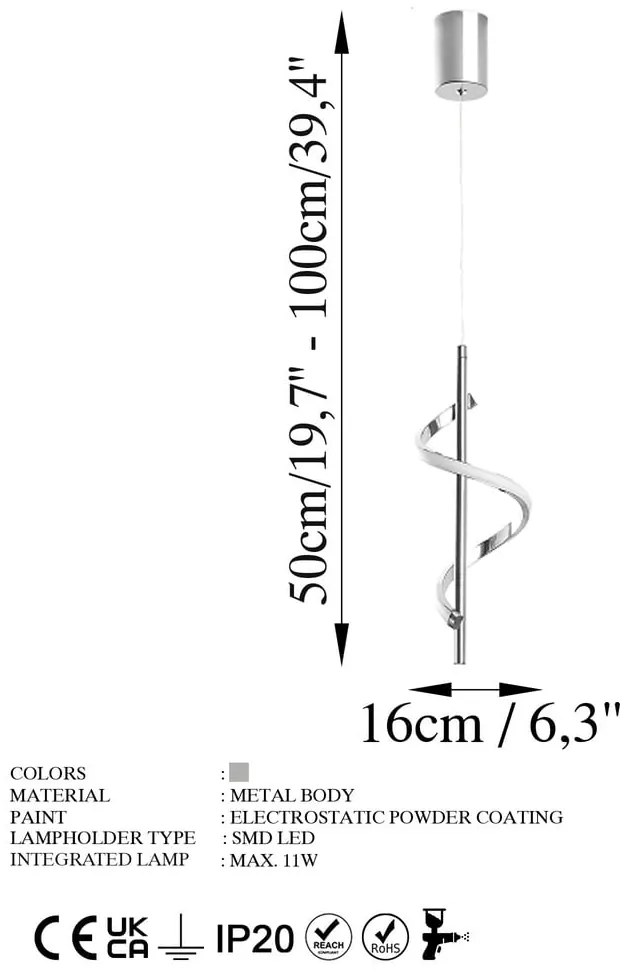 Lustră argintie LED ø 16 cm Likma – Opviq lights