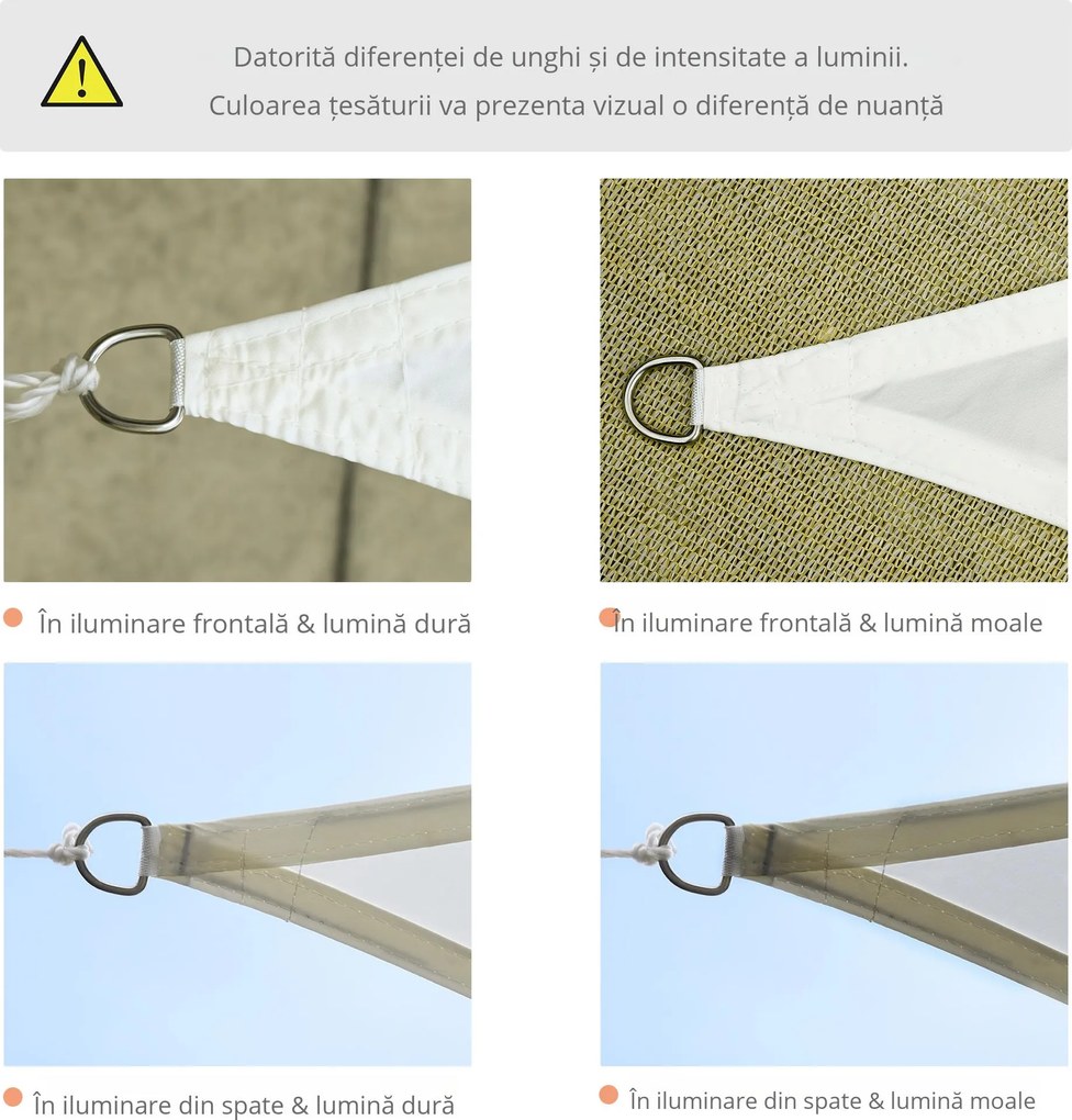 Outsunny Cort Parasolar Triunghiular, Protecție UV, Perfect pentru Spații Exterioare, Crem, 6x6x6m | Aosom Romania