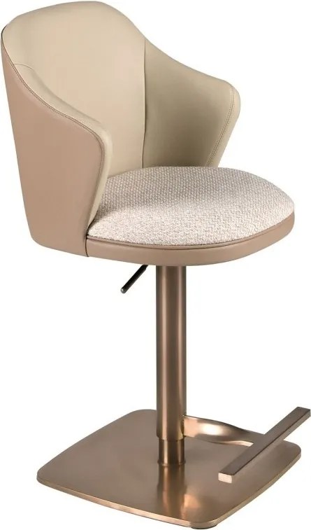 Scaun de bar pivotant cu inaltime reglabila Stool crem/ maro