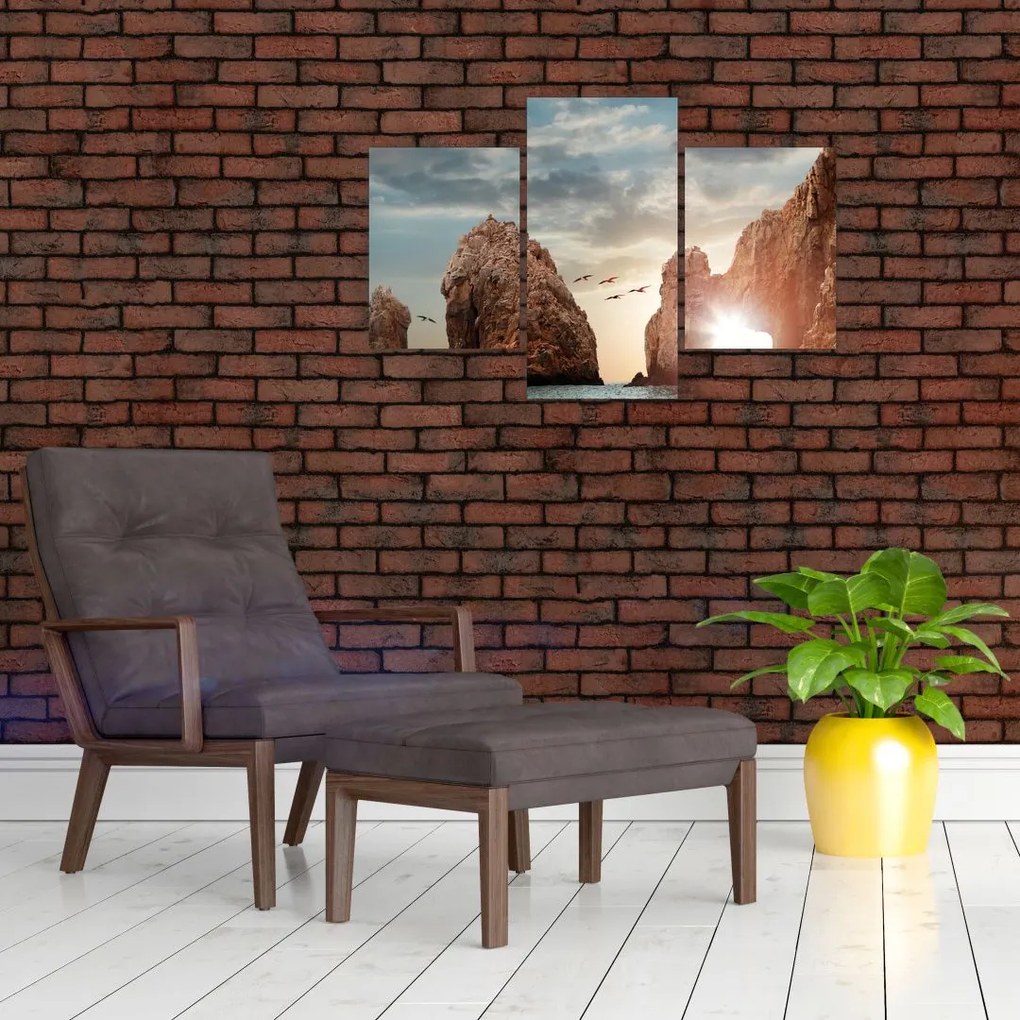 Tablou - Apus de soare peste stânci (90x60 cm)