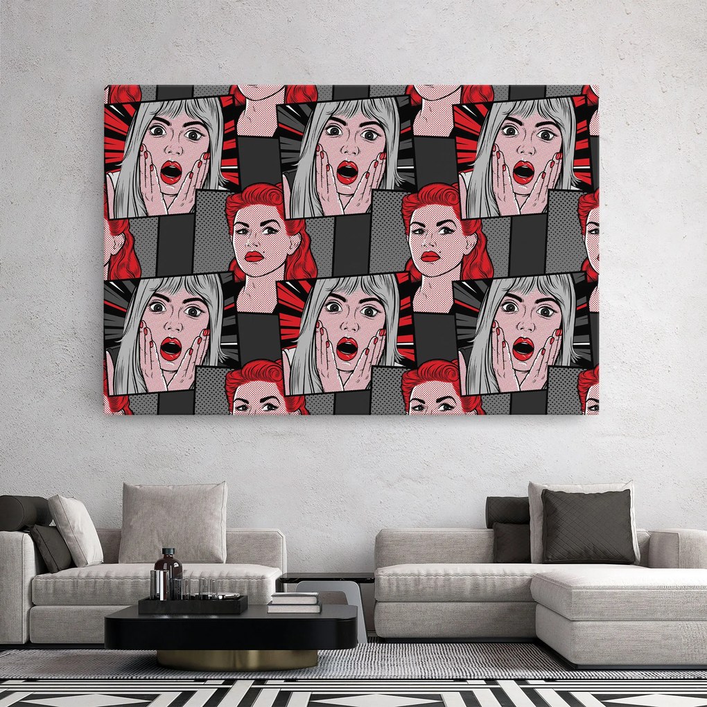 Tablou Canvas, 70x100cm, Dormitor si Living, Moderne, Pop, Grey Red Pop Art