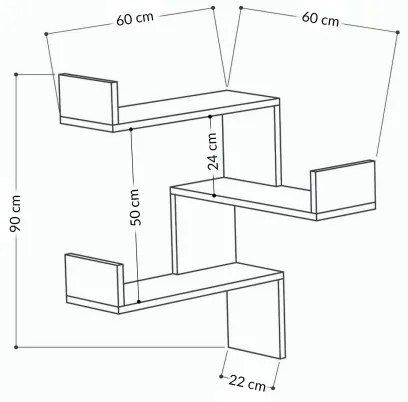 Etajeră de colț LUKSA 90x60 cm maro