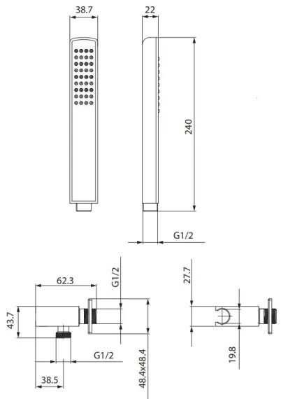 Set de duș Cersanit S951-522 MILLE crom lucios