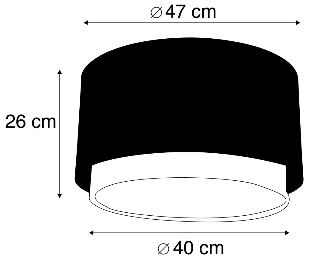 Abajur din material textil negru 40/47/26 cu interior auriu