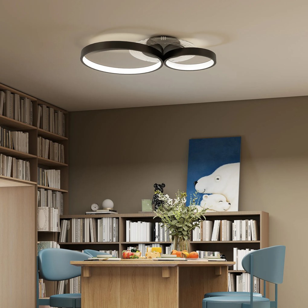 HOMCOM Lampă de tavan LED Modernă cu Intensitate Reglabilă, Putere 40W, Negru | Aosom Romania