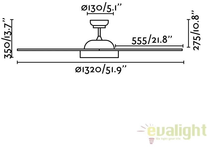 Lustra LED cu Ventilator si telecomanda design modern POLARIS alb 33346