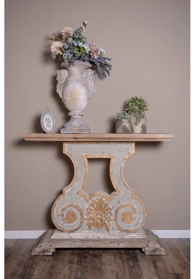 Consola natur, din lemn masiv, aspect vintage, Valence