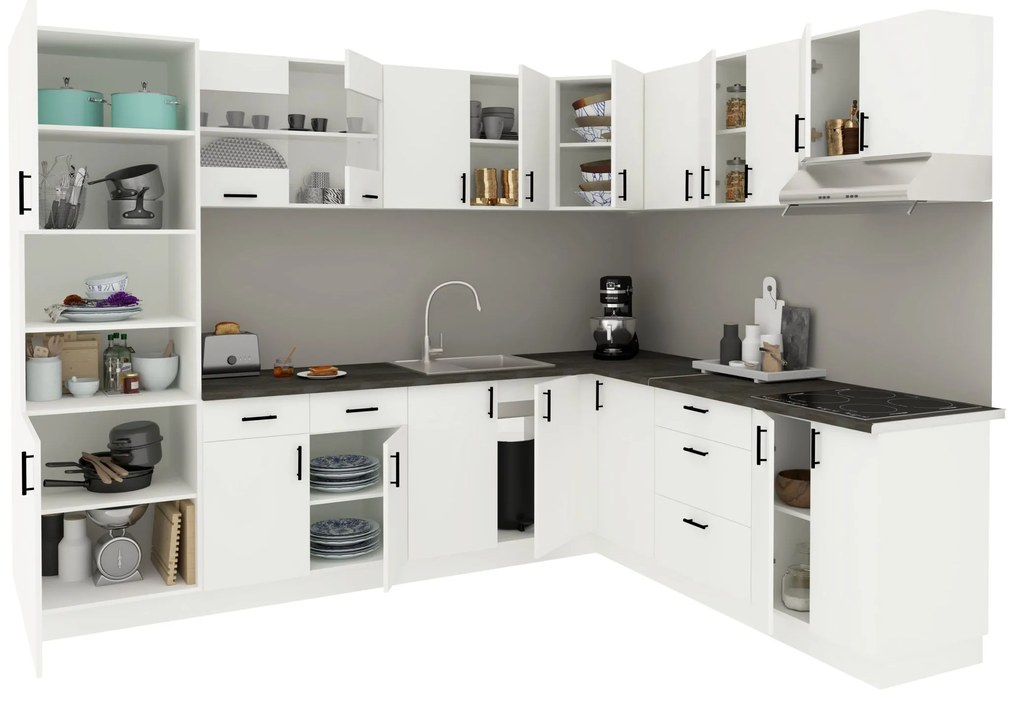 Set Bucatarie Colt Karo haaus V36, Alb, Blat Thermo 28 mm, L 320 x 160 cm