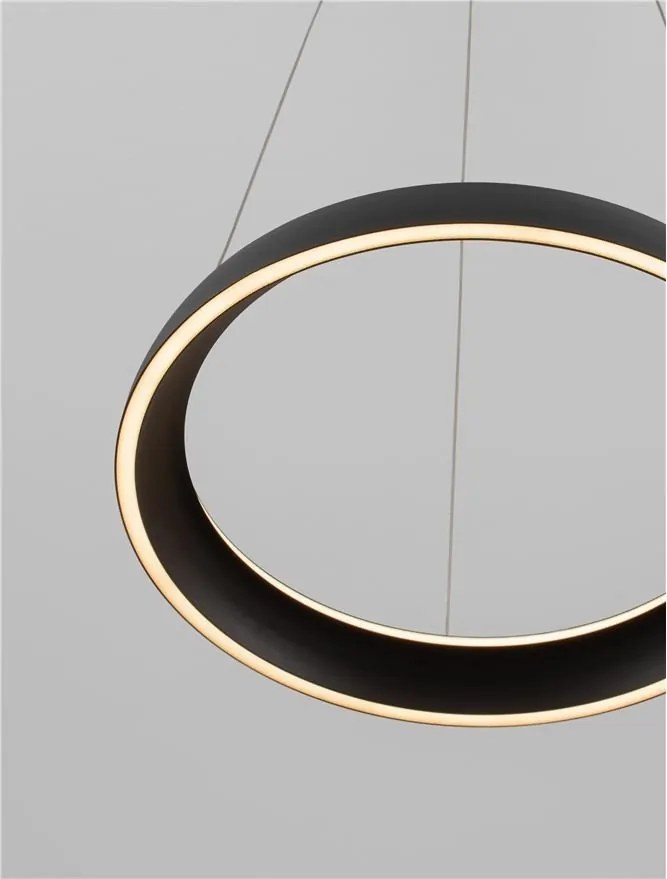 Lustra circulara aluminiu negru LED CCT OVIA 45cm