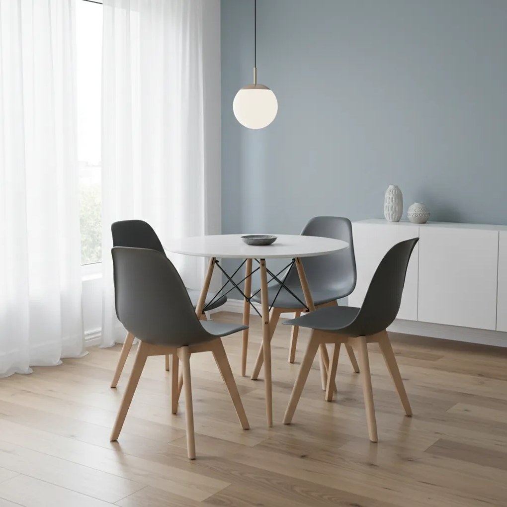 Scaun KITO gri inchis cu picioare din fag