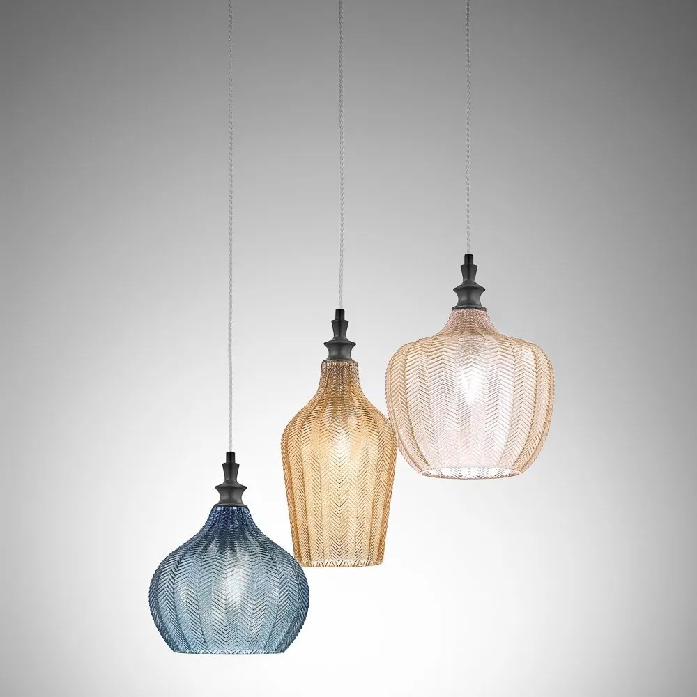 Lustra cu 3 pendule CLEOFE ambra, alb sau multicolor
