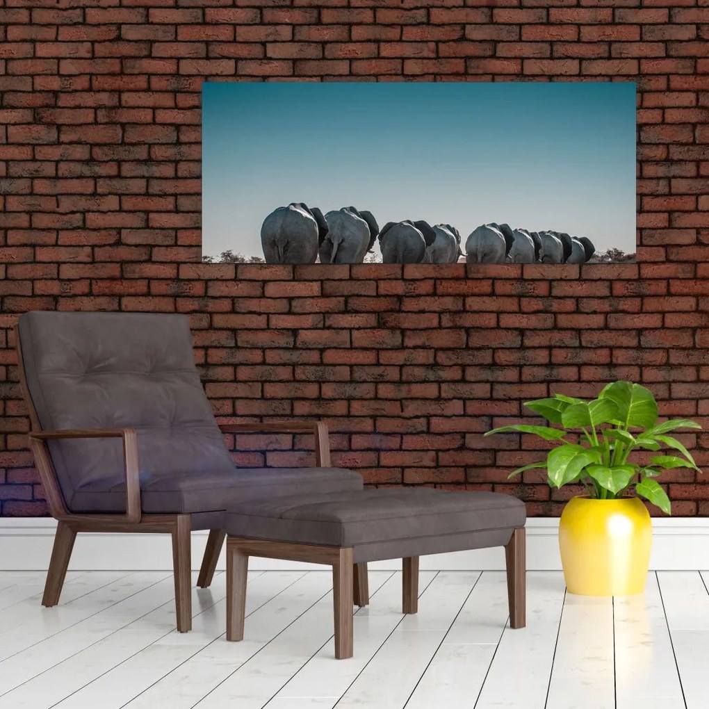Tablou - Plecarea elefanților (120x50 cm)