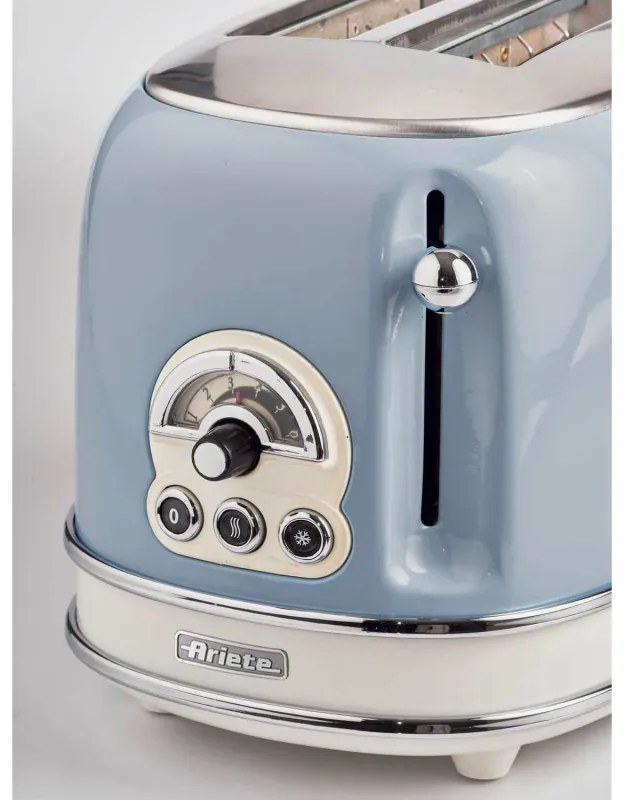 Prajitor de paine Ariete VINTAGE 0155/05, 810W, 2 felii, 3 functii, 6 trepte, Tava firimituri detasabila, Albastru
