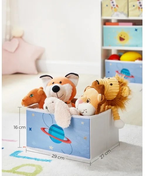 Raft depozitare copii ANET cu cutii textile albastru/alb