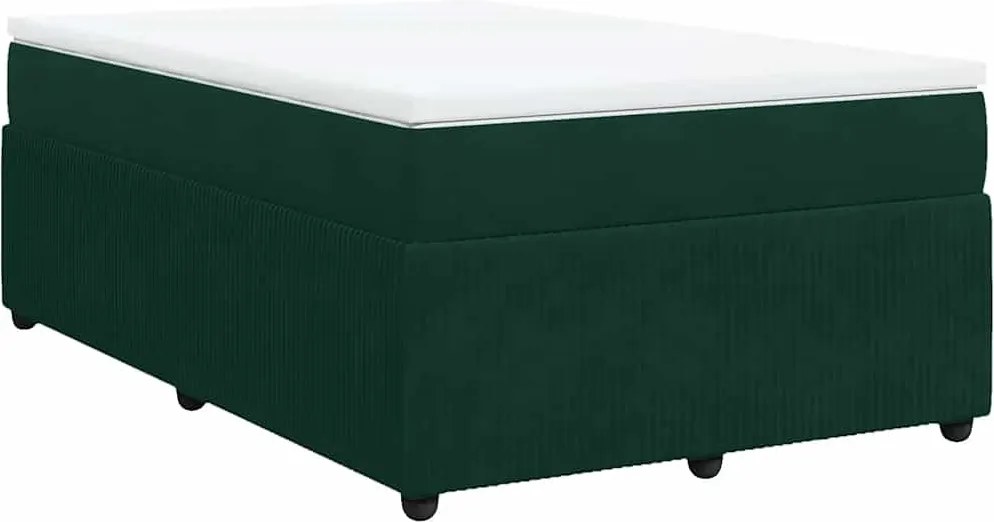 vidaXL Pat box spring cu saltea, verde închis, 120x200 cm, catifea
