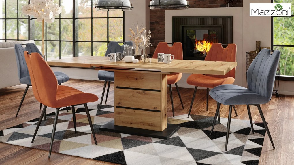 MAZZONI EXPORT ARNO Gri (țesătură Bluvel 14) - SCAUN TAPIȚAT MODERN PENTRU LIVING/SUFRAGERIE cu MÂNER | CATIFEA