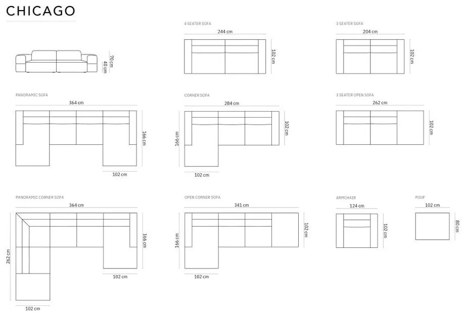 Colțar turcoaz (colț pe stânga) Chicago – Cosmopolitan Design