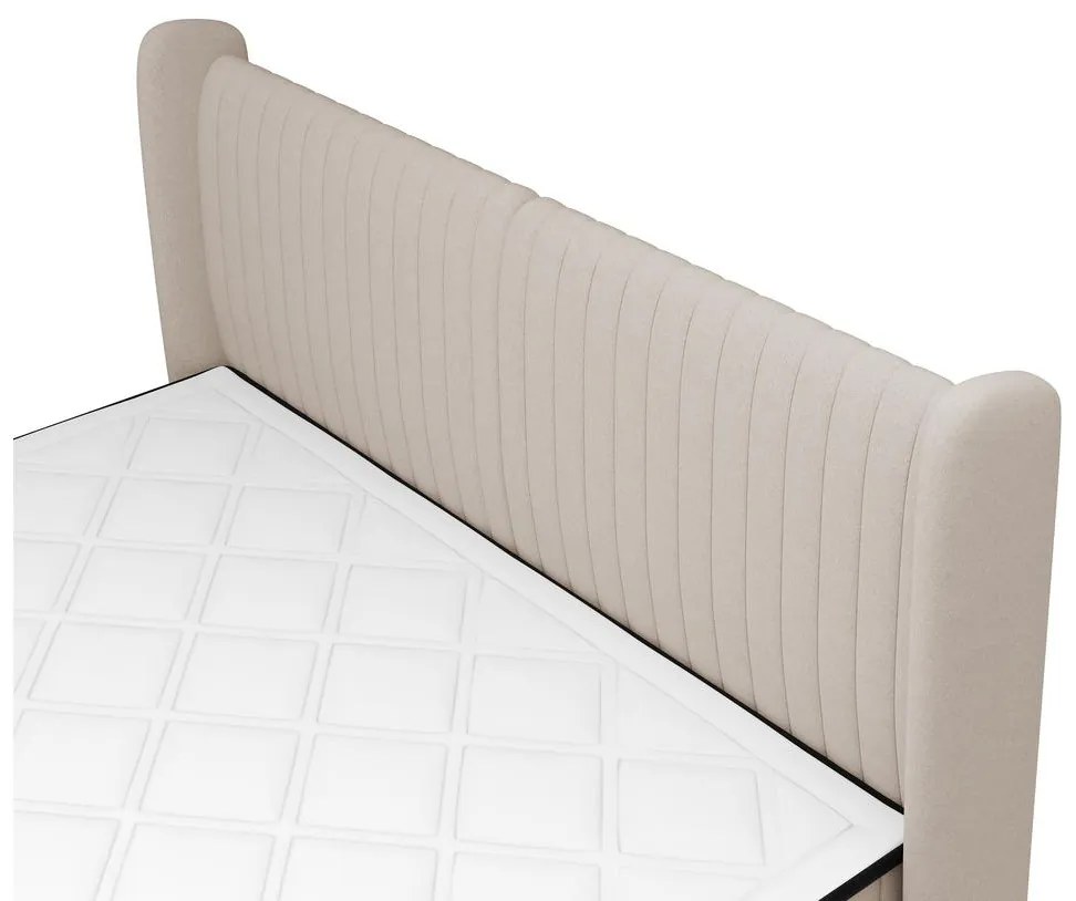 Pat matrimonial 140 cm Dalmo 140 (cu somieră) (cu sp. depozitare) (bej mediu + negru). 1099666