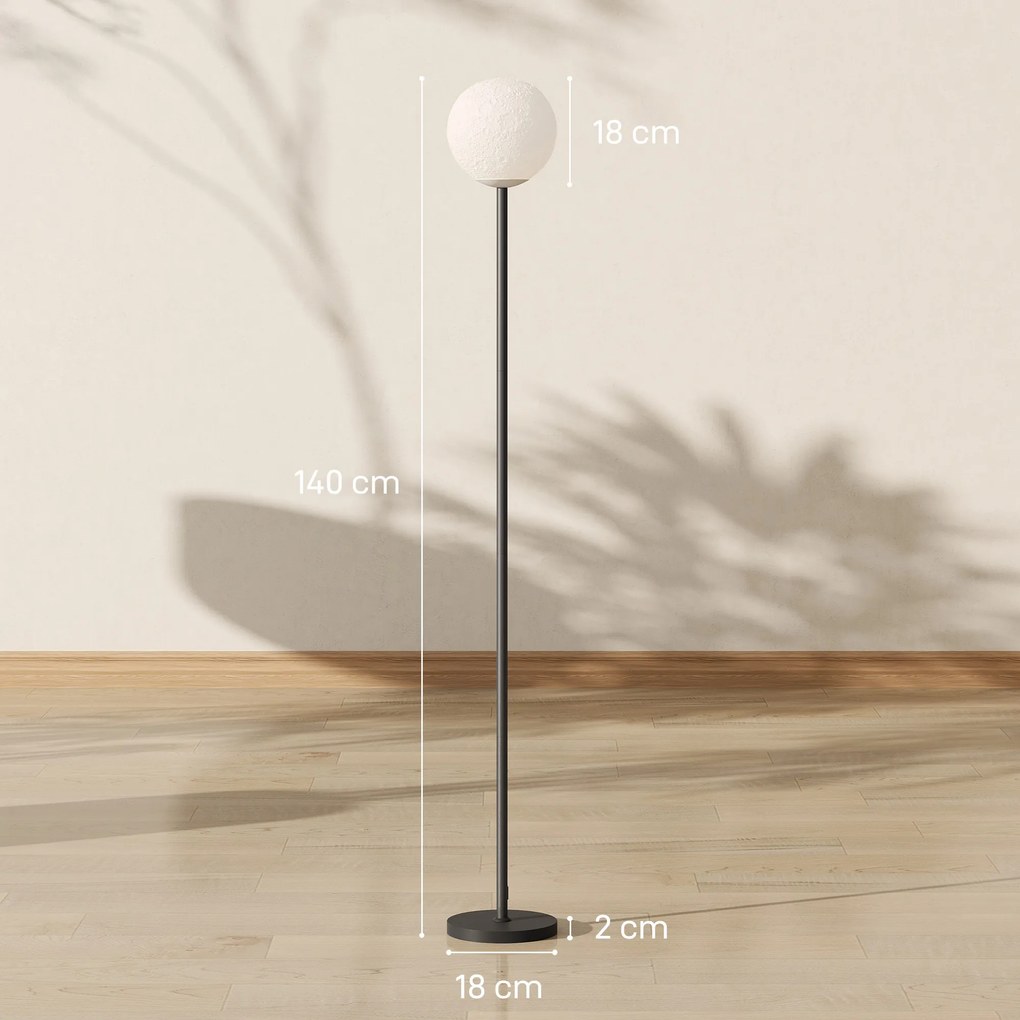 HOMCOM Lampă de podea cu abajur în formă de Lună, comutator pe bază, 3 temperaturi de culoare, metal, Negru | Aosom Romania