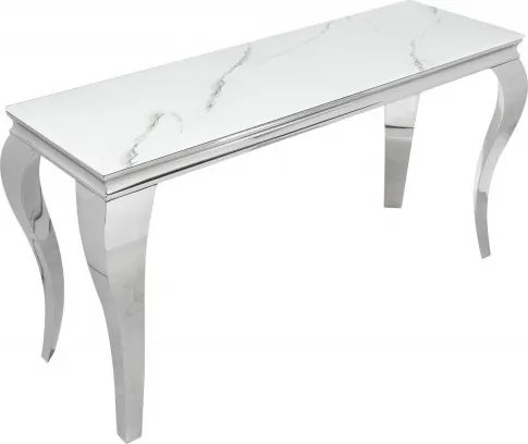 Consola eleganta Modern Barock 145cm, argintiu/ aspect de marmura