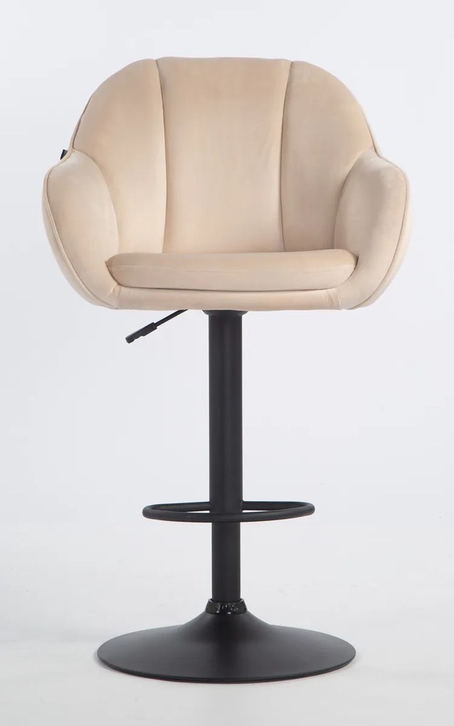 HR2055W Scaun Crem din Catifea cu Bază Neagră
