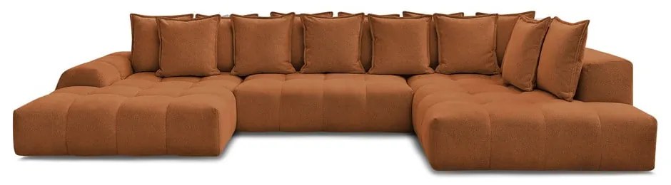 Colțar teracotă extensibil/cu spațiu de depozitare cu tapițerie din chenille (cu colț pe partea dreaptă/în formă de "U") Everest – Bobochic Paris