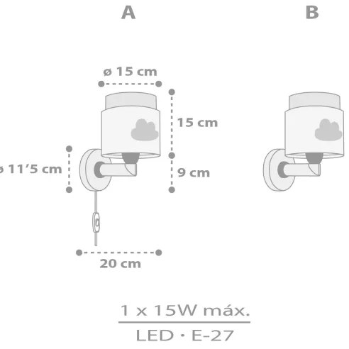 Aplică pentru copii BABY DREAMS 1xE27/15W/230V gri Dalber 76019E