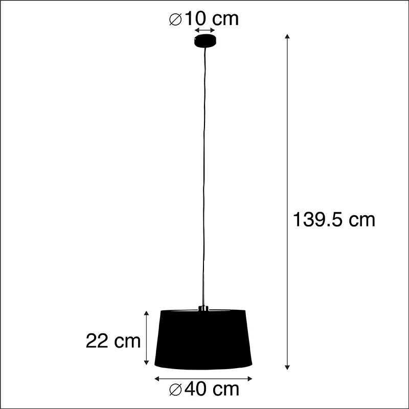 Lampă suspendată cu abajur din bumbac negru și auriu 40 cm - Combi