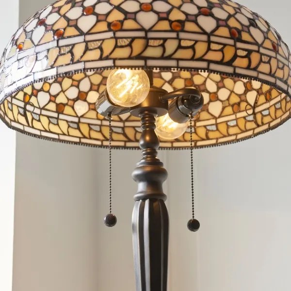 Endon 111921 - Lampă de podea Tiffany MILLE FEUX, 2 x E27 (10 W), 230 V, Ø 45 cm