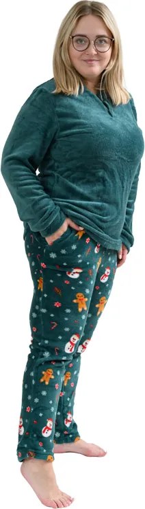 Pijama Cocolino microplus SNOWMAN AND GINGERBREAD verde - diverse marimi Marime: L