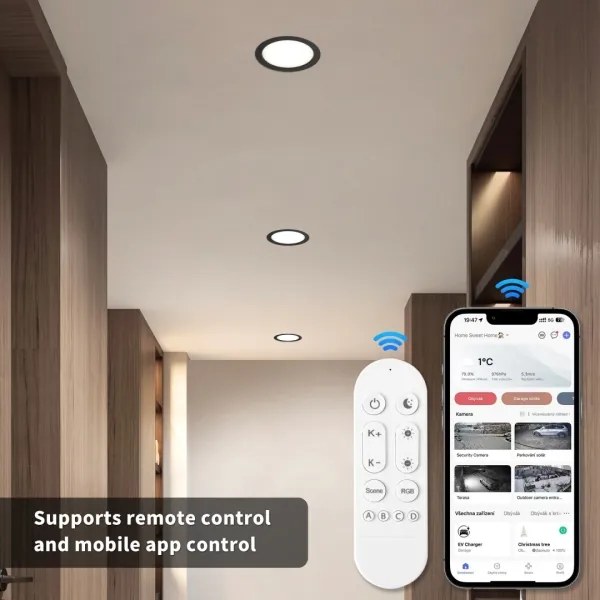 Immax NEO 07296L - Spot LED încastrat, reglabil, downlight, 12W, 230V, Wi-Fi, Ø 12 cm, negru