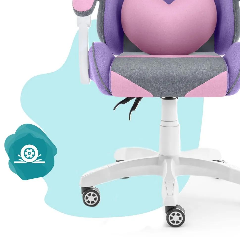 Scaun gaming pentru copii Rainbow violet-gri