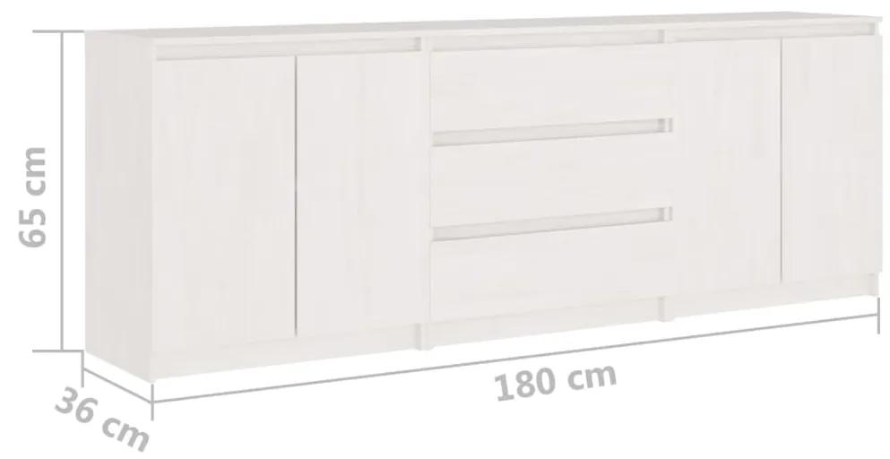 Dulap lateral, 180x36x65 cm, alb, lemn masiv de pin 1, Alb, 1