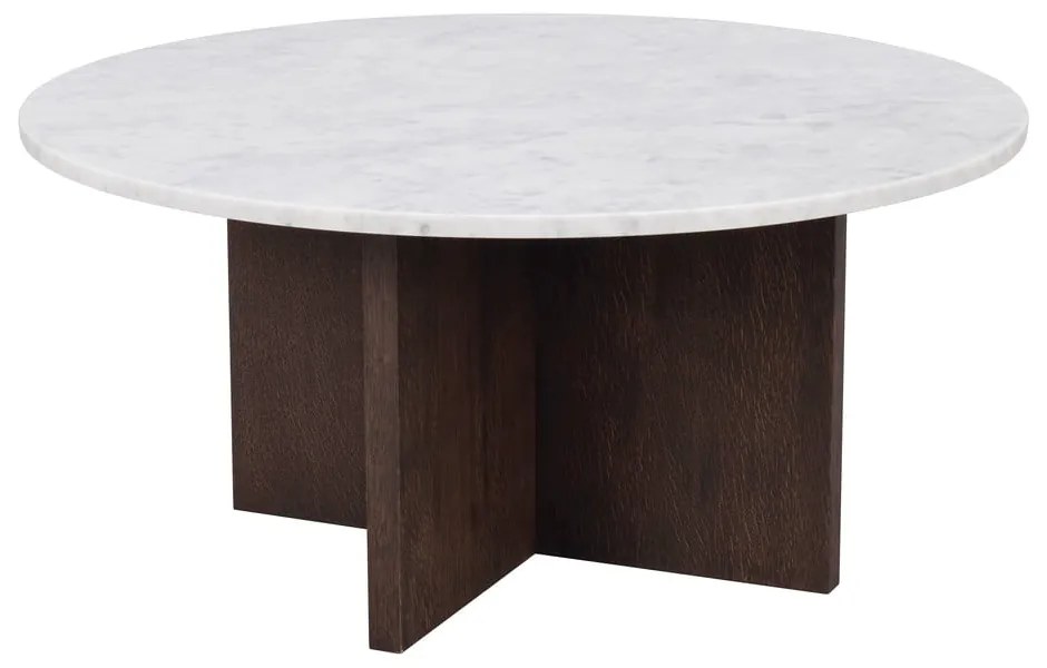 Măsuță de cafea albă/maro rotundă din marmură 90x90 cm Brooksville - Rowico