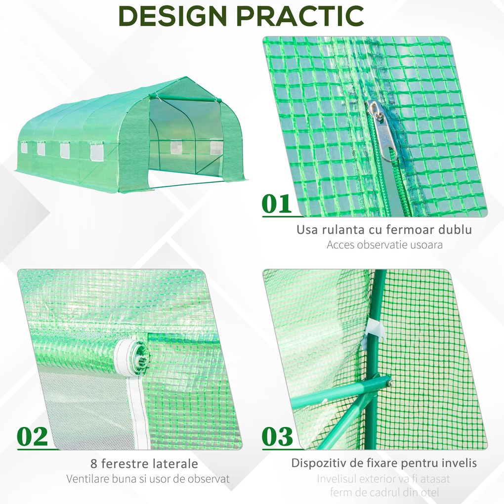 Outsunny Sera Gradina Verde Pentru Legume 6x3x2 | Aosom Romania
