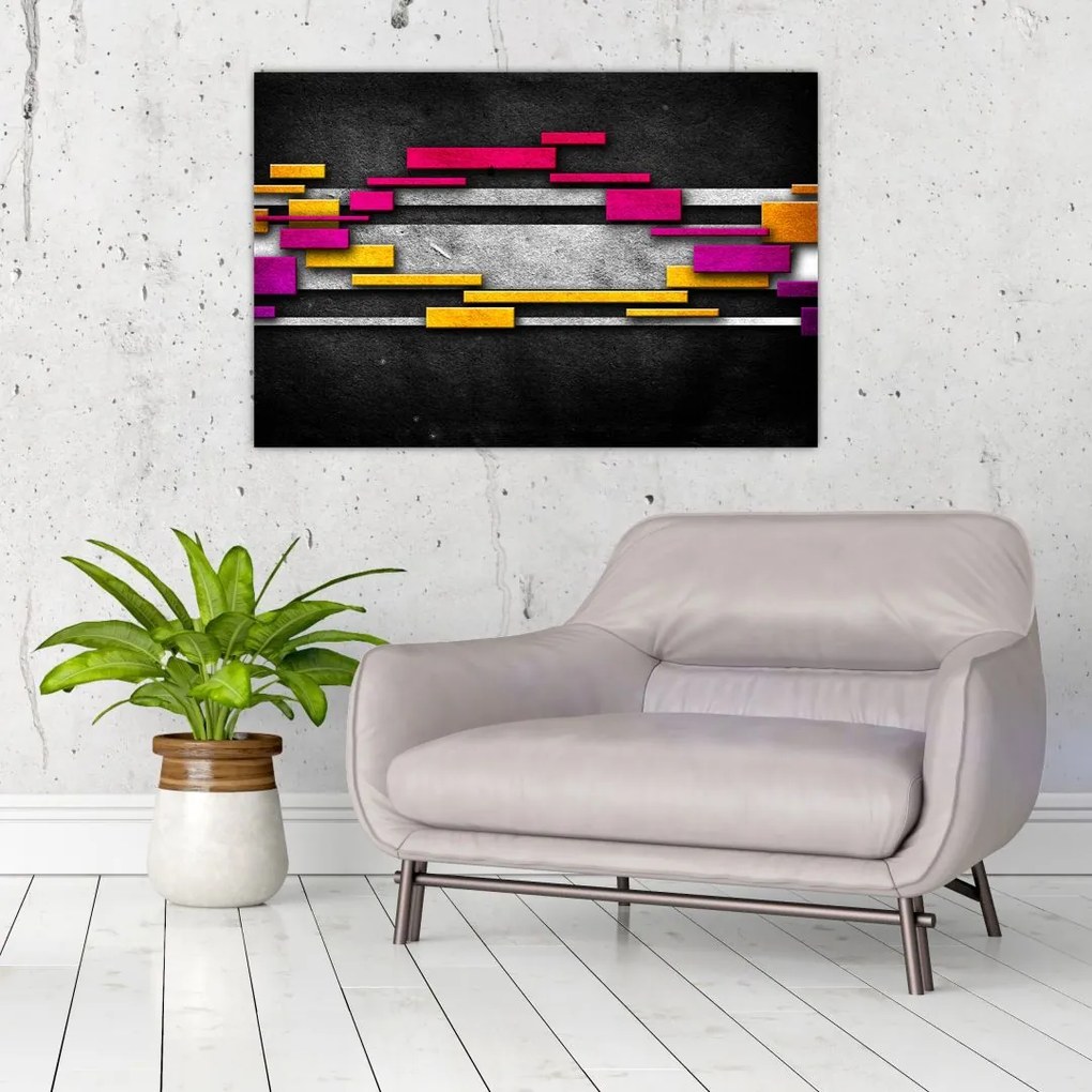 Tablou - Abstrac colorat, fundal negru (90x60 cm)