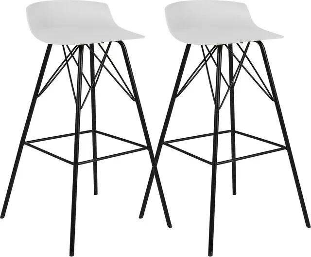 Set de 2 scaune de bar Gabija 71cm, alb/negru, plastic/metal